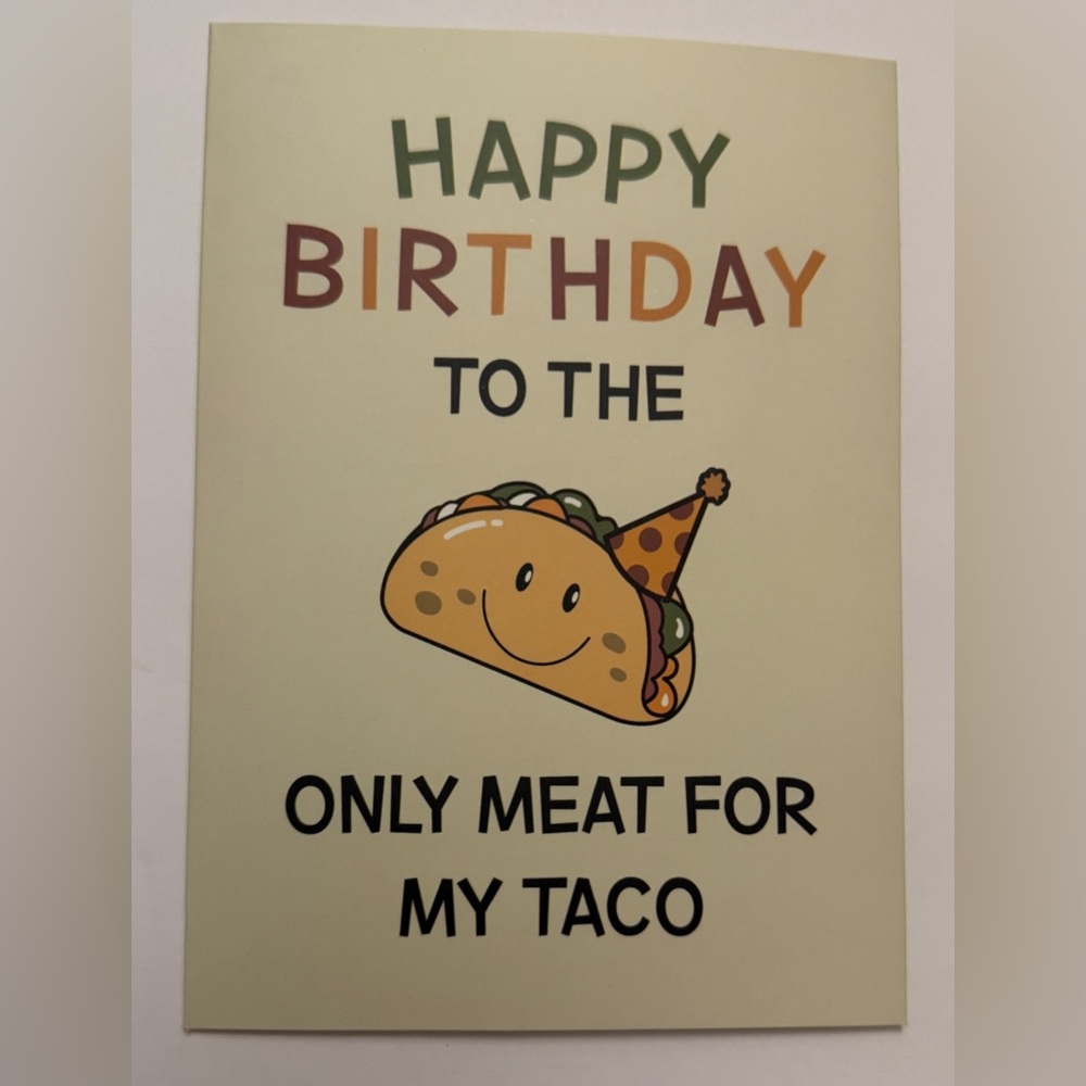 Cream and Black Birthday Card with Playful Taco Design